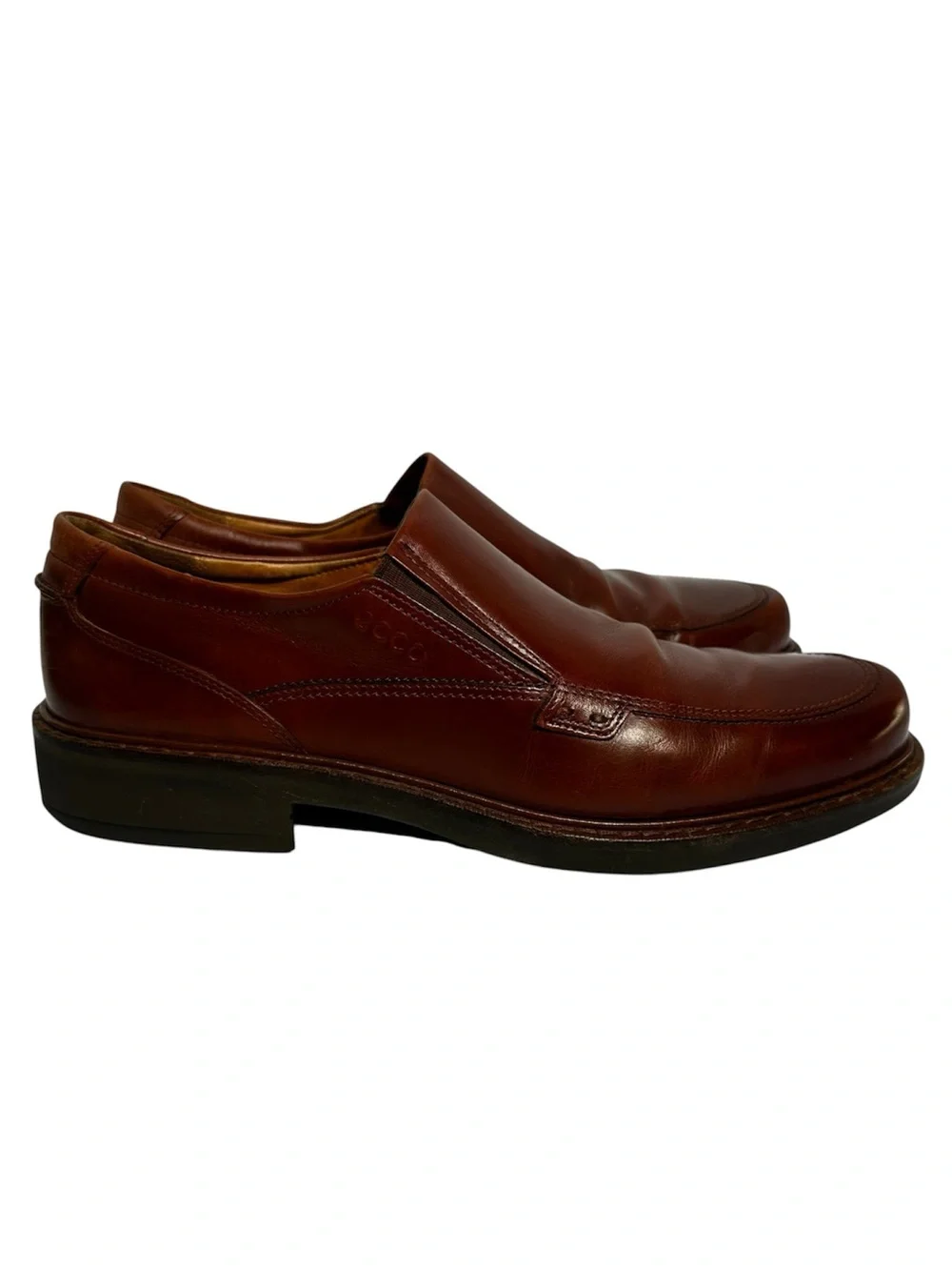 ECCO Men's Cognac Holton Slip-On Leather Business Loafers-Size 44 US 10/10.5
